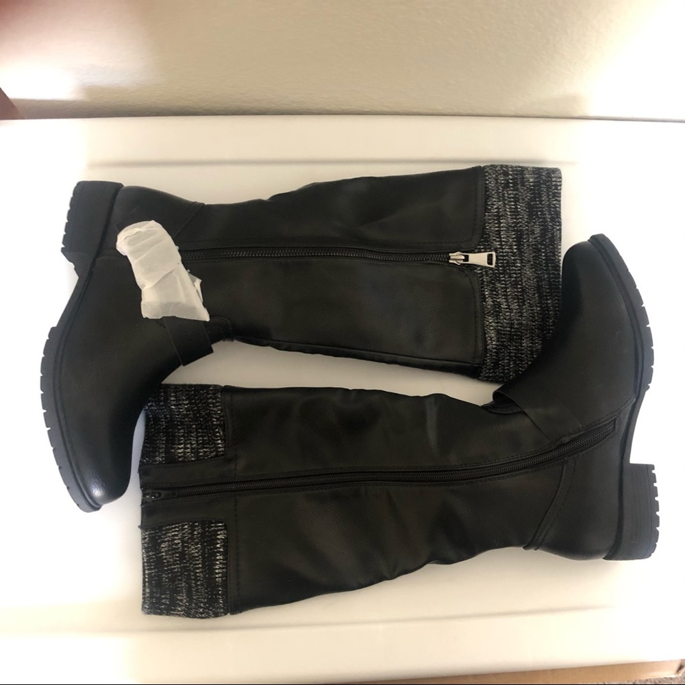 Olivia Miller Black Knit Top Boots Size 6M (NWOT)